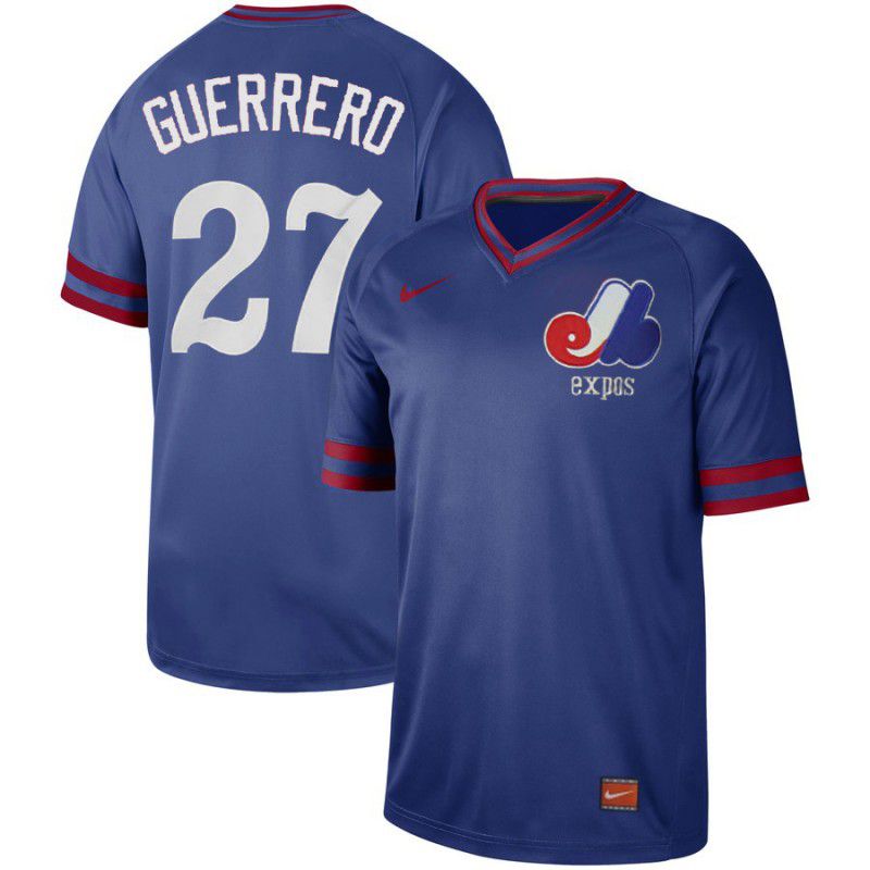 Men Montreal Expos #27 Guerrero Blue Nike Cooperstown Collection Legend V-Neck MLB Jersey->more jerseys->MLB Jersey